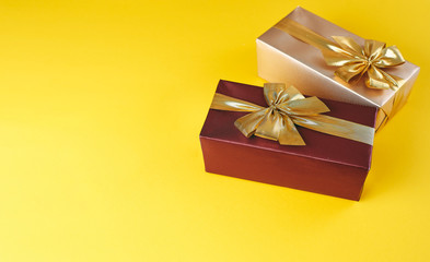 Gift boxes on bright background