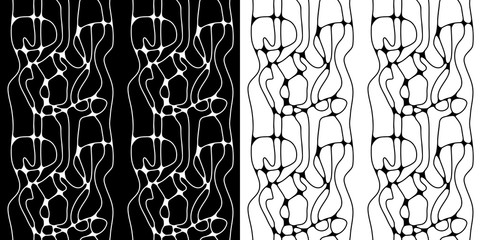 Two black and white vector abstract seamless patterns