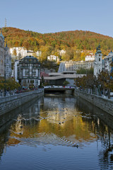 The historical center of Karlovy Vary. Architecture of the well-known resort town. Czech Republic....