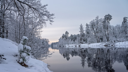 Snow-covered winter river