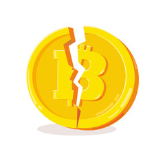 Vextor broken bitcoin. Blockchain and crypto currency crisis. Crypto currency devaluation. Bitcoin fallen.