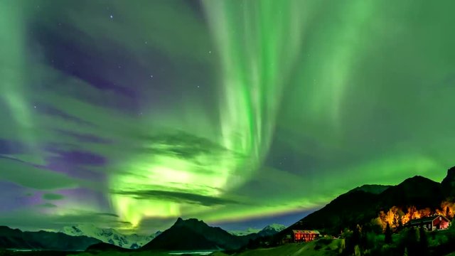 Timelapse of northern lights in Alaska on September.