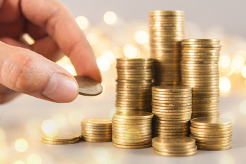 rows of coins, business, Finance banking and saving money concept