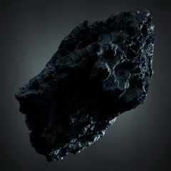 Fototapeta premium Dark rock asteroid isolated 3D rendering