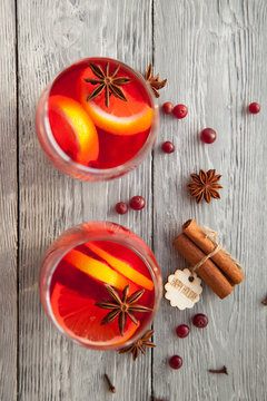 two berry drink with spices for cold winter