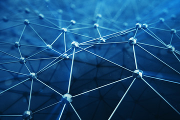 3D illustration Abstract bacgkround connection dots and lines of technology. Connection structure. Science background. Futuristic polygonal background.