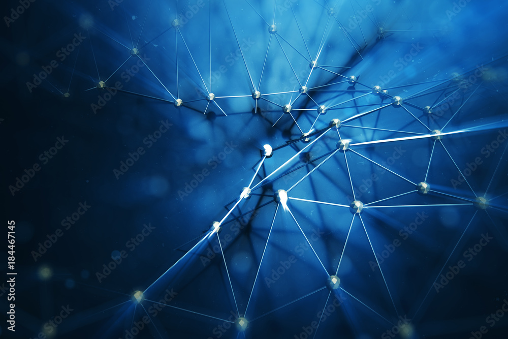 Poster 3d illustration abstract bacgkround connection dots and lines of technology. connection structure. s