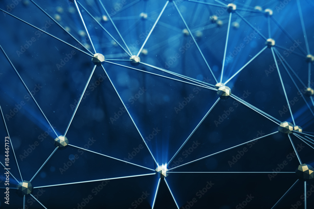 Poster 3d illustration abstract bacgkround connection dots and lines of technology. connection structure. s