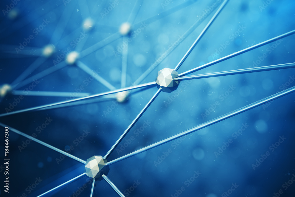 Poster 3d illustration abstract bacgkround connection dots and lines of technology. connection structure. s