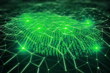 Fingerprint scanning for secure access. 3D rendering