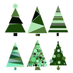 Set decoration christmas trees winter design season december celebration vector illustration