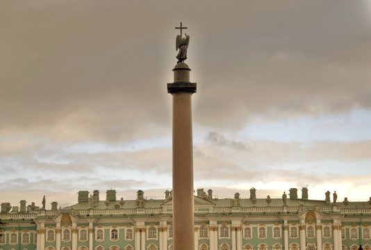 Architecture of Saint-Petersburg, Russia. Palace Square and Alexanders column