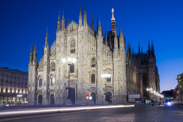 Fototapeta premium Milan Cathedral (Duomo di Milano), Italy, one of the largest churches in the world. Night view.