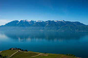 French Alps over Lake Geneva