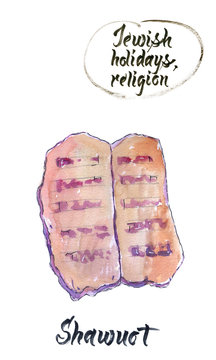 Simchat Torah, Jewish holiday, watercolor hand drawn, illustration
