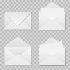 Set of realistic envelopes mockup on a transparent background . Stock vector
