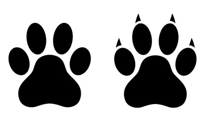 Dog paw print set. Paw icon. Vector illustration.