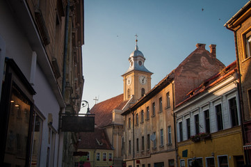 Naklejka premium Narrow street in Brasov, Romania