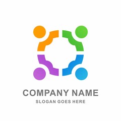 Colorful Circle Circular Group Work Team Community Hands Holding Business Social Company People Connection Friendship Unity Logo Vector Icon Stock Logo Template Design