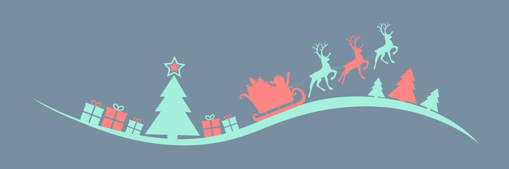 Pastel coloured Christmas banner with Santa Claus. Vector.