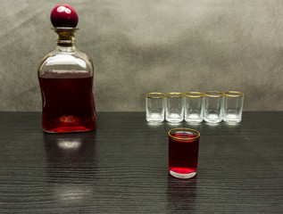 A glass of cherry liqueur.