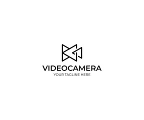 Triangle Video Camera Logo Template. Camcorder Vector Design. Geometric Illustration