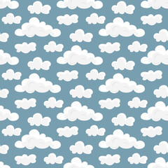 Seamless pattern with cartoon clouds.