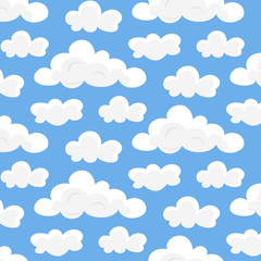 Cute pattern with cartoon clouds.