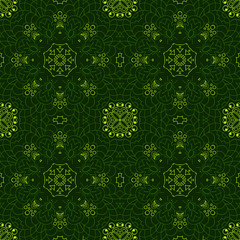Mandala Eastern pattern. Zentangl seamless ornament. Green