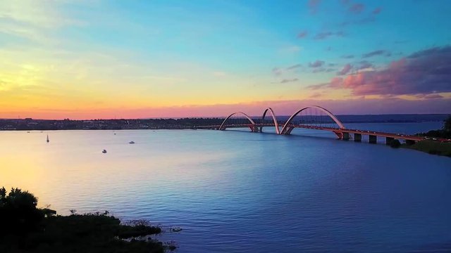 Brasilia bridge ove the Paranoa a artificial Lake on the Brazilian capital
