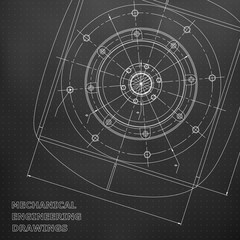 Mechanical engineering drawings. Engineering illustration. Vector. Black. Points