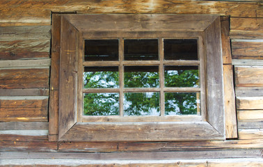 Window of old Slovakia wooden house