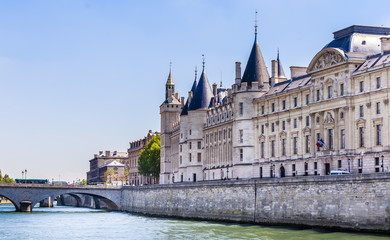 Fototapeta na wymiar The Concierge and Pont au Change along the River Seine, Paris. France