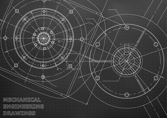 Mechanical engineering drawings. Vector background. Black. Points