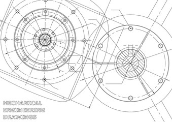 Mechanical engineering drawings. Vector background. White