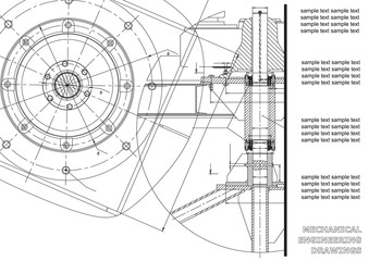 Mechanical engineering drawings. Vector engineering drawing. White