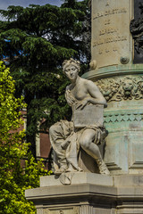 Statue of Reina Maria Cristina de Borbon, dedicated to Queen Maria Cristina de Borbon, fourth wife of Fernando VII and mother of Isabel II, near entrance to Prado Museum in Madrid, Spain, Europe.