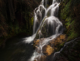 Water in motion at Tobera waterfall in Burgos