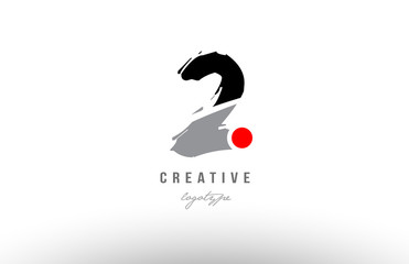 2 grunge black grey number logo icon design