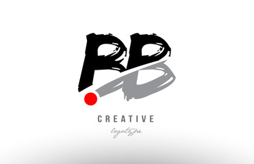 grunge red dot bb b b alphabet letter logo combination design - obrazy, fototapety, plakaty