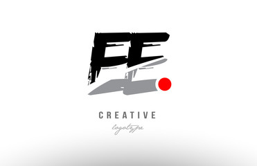 grunge red dot ee e e alphabet letter logo combination design