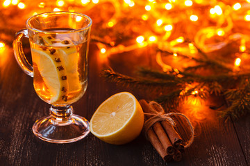 Winter Christmas drink hot mulled wine