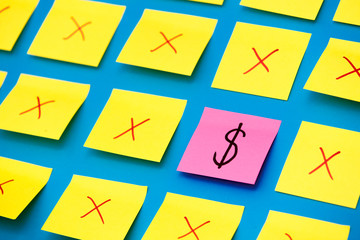 Color stickers and one selected with dollar sign