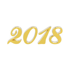 3D illustration isolated new year 2018 gold numbers