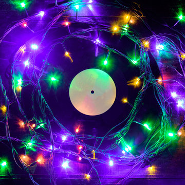 Vinyl Gramophone Record In Christmas Style