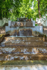 Cascades in public park in Kamianets Podilskyi, Ukraine