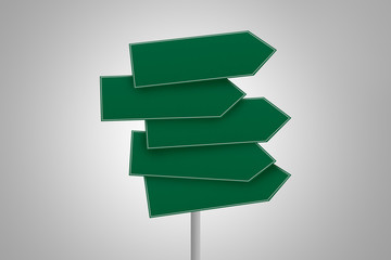 Blank Green Road Directional Signs for Design