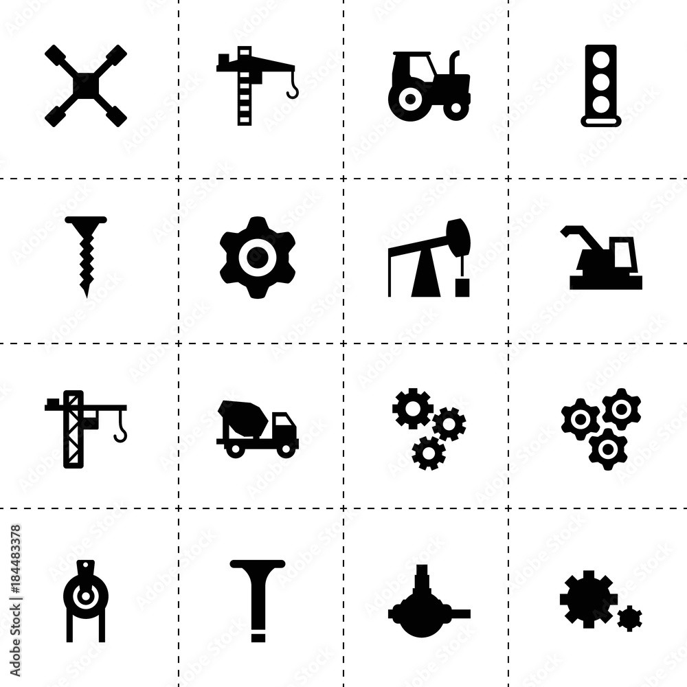 Wall mural Machinery icons. vector collection filled machinery icons