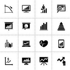 Graph icons. vector collection filled graph icons