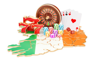 Casino and gambling industry in Ireland concept, 3D rendering